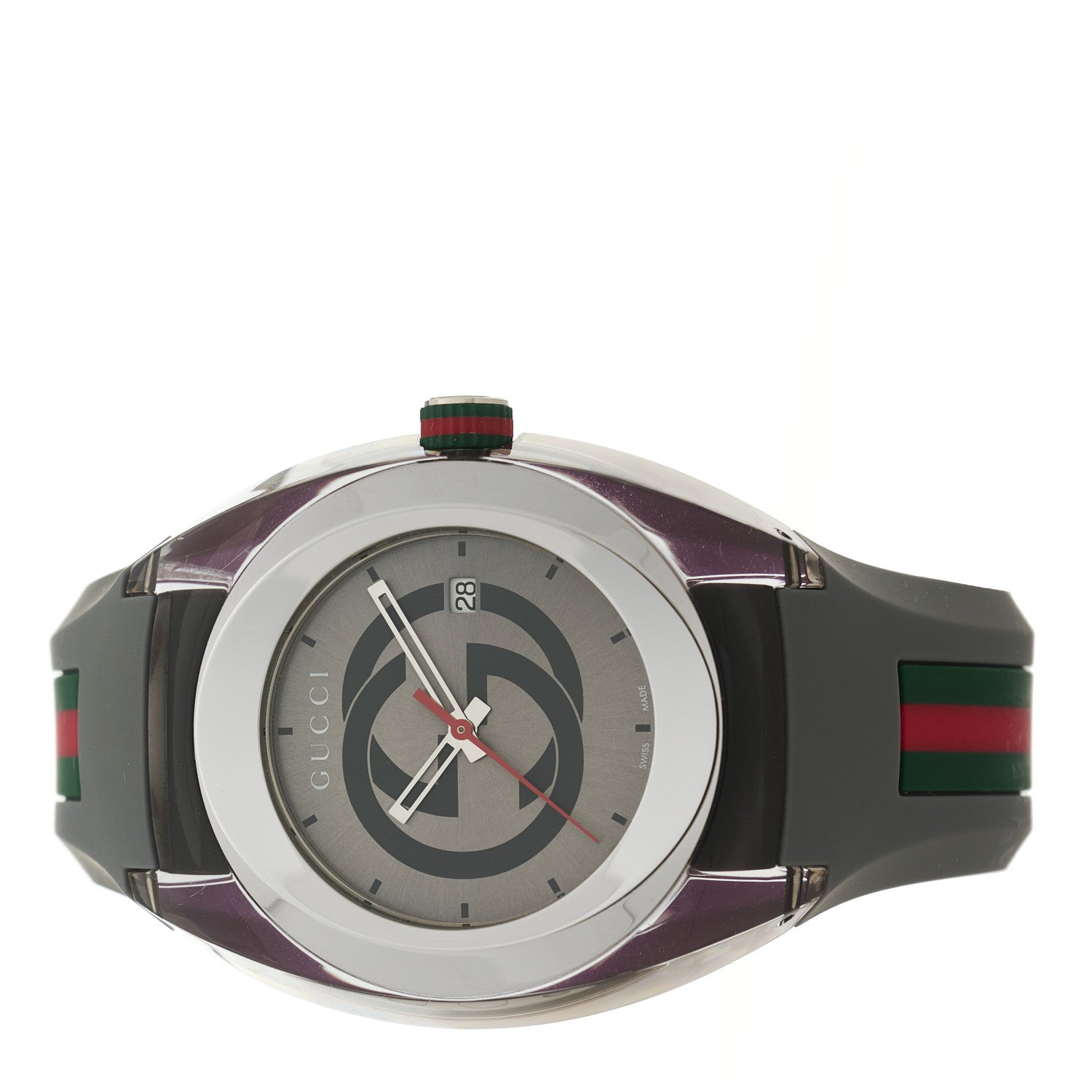 Gucci Stainless Steel Rubber 46mm Sync Web Quartz Watch Grey