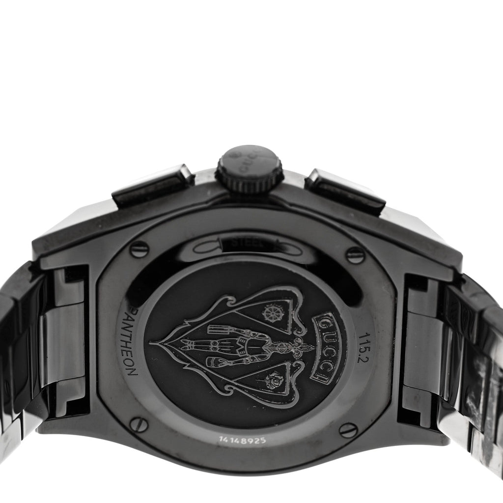 Gucci Stainless Steel 44mm Pantheon Chronograph Quartz Watch Black