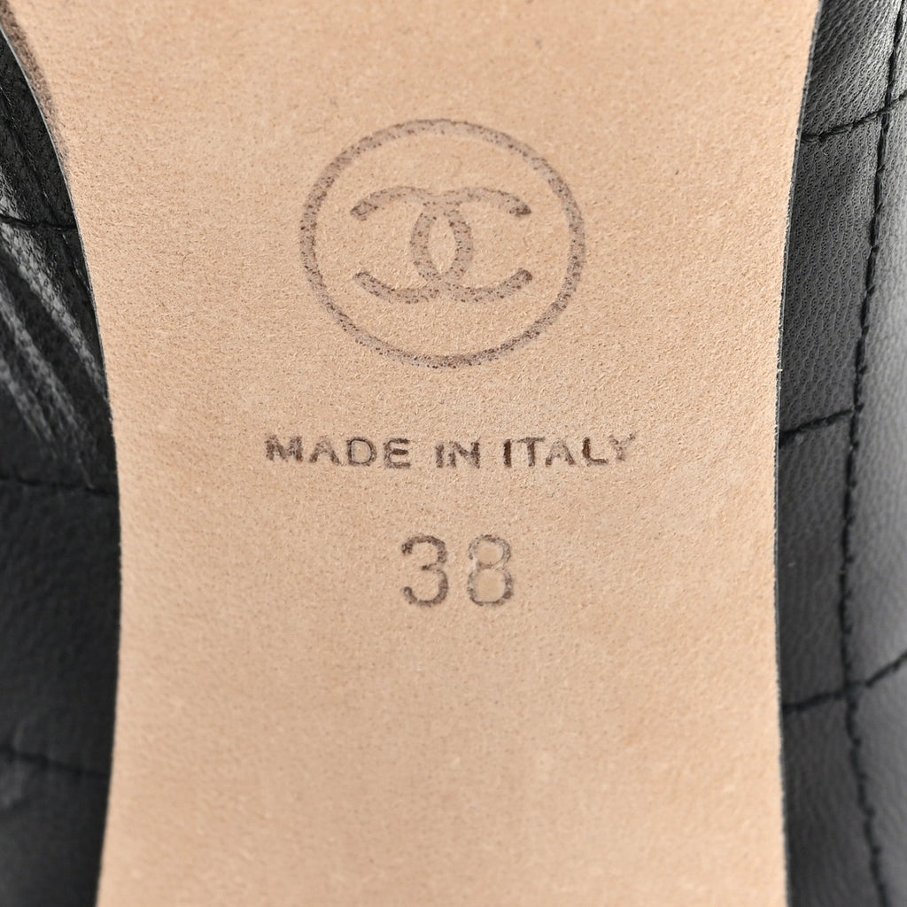 Chanel Lambskin Quilted CC Cap Toe Booties 38 Black