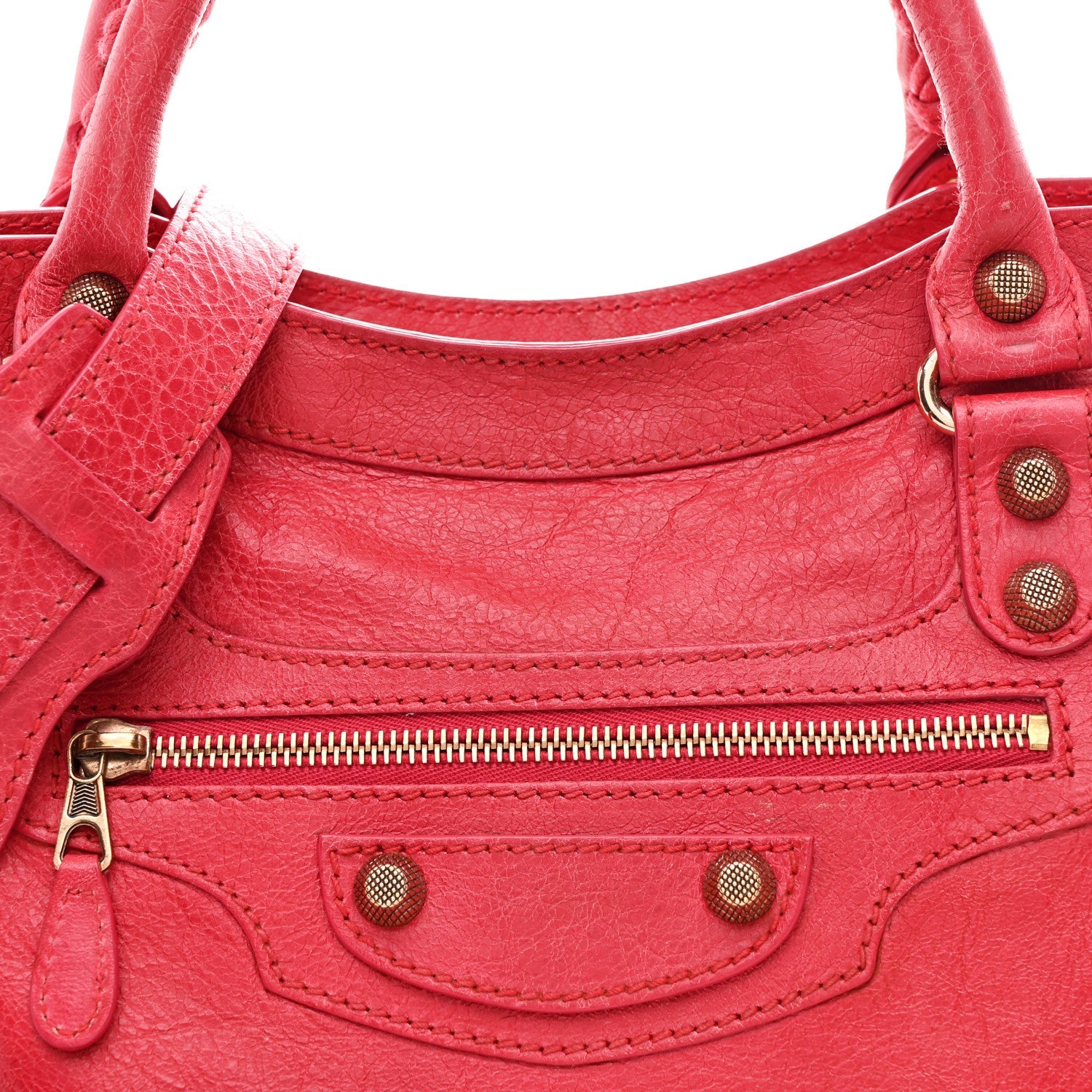 Balenciaga Agneau Giant 12 Rose Gold Hardware City Rouge Coquelicot
