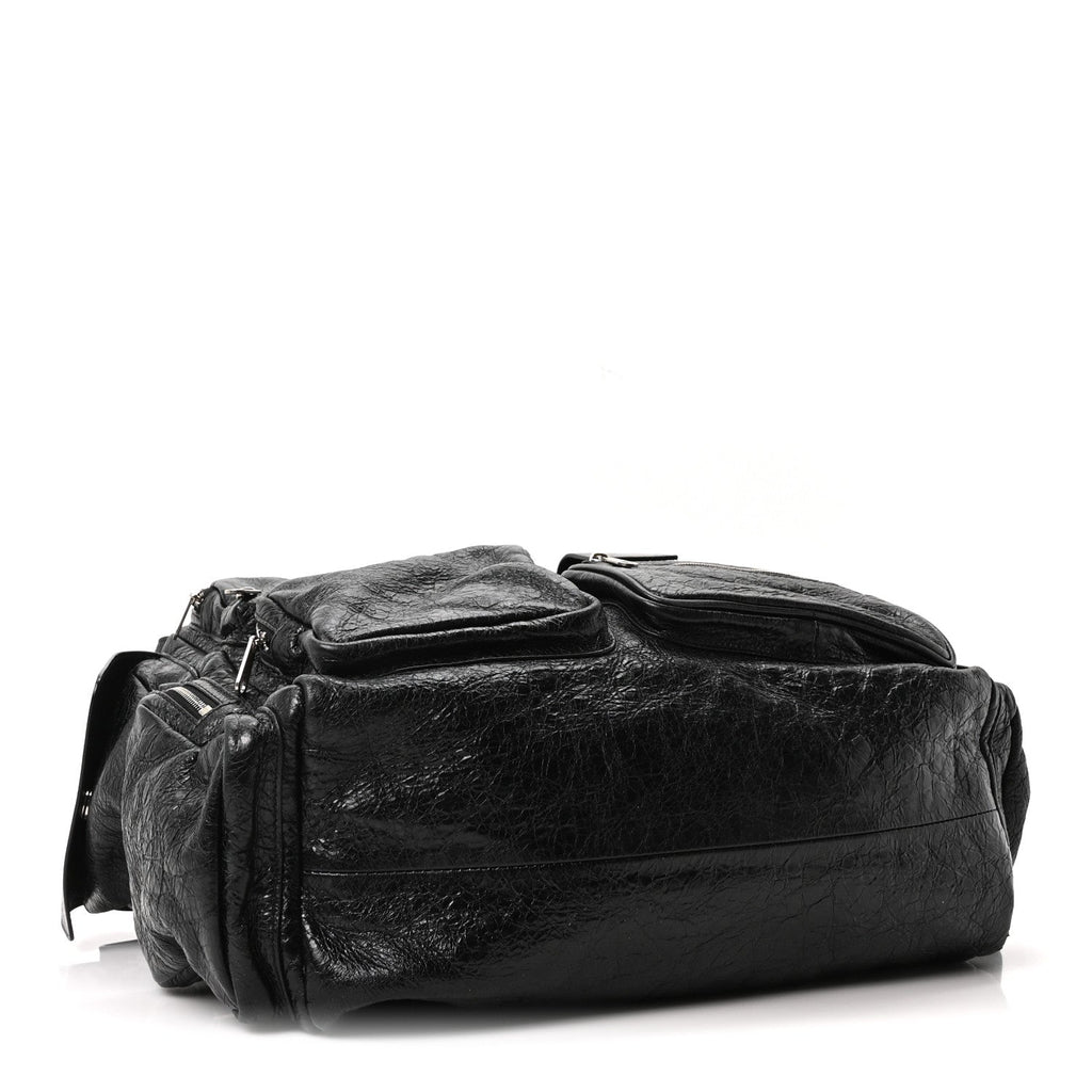 Balenciaga Agneau Arena Superbusy Large Sling Zip Shoulder Bag Black