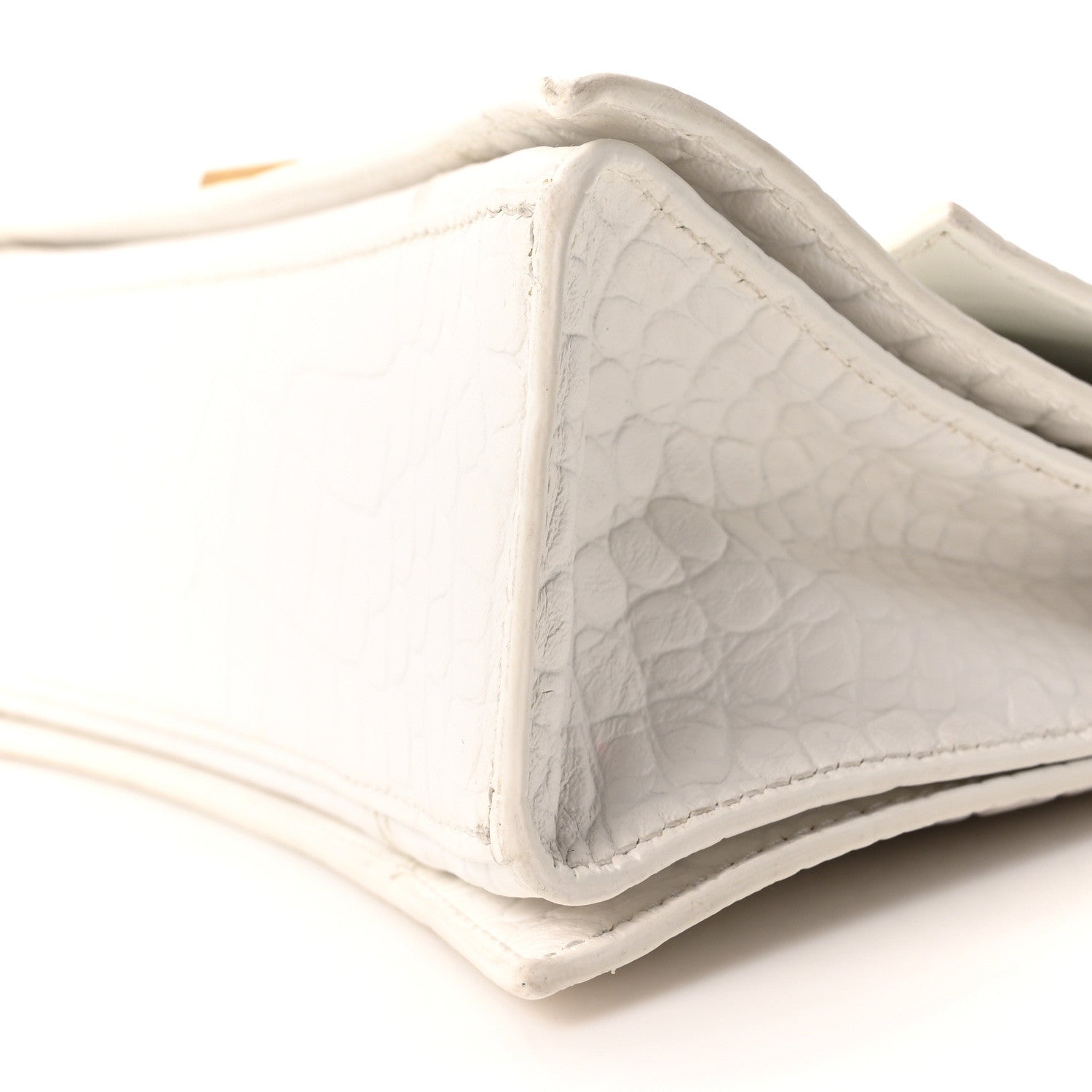 Balenciaga Extra Supple Calfskin Crocodile Embossed Small Crush Chain Bag Optic White