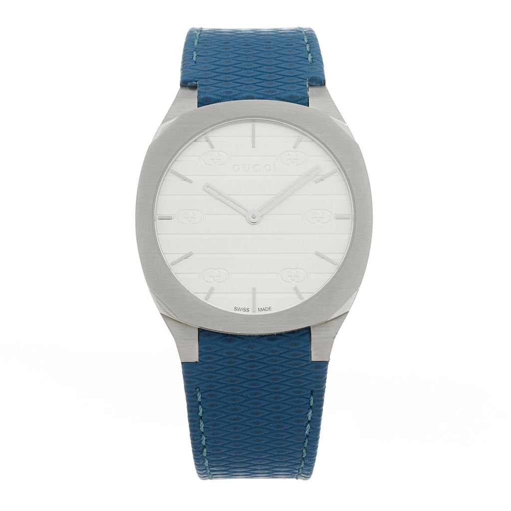 Gucci Stainless Steel Calfskin 38mm 25H Quartz Watch Blue