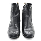 Chanel Stretch Lambskin Cap Toe CC Short Boots 39 Black