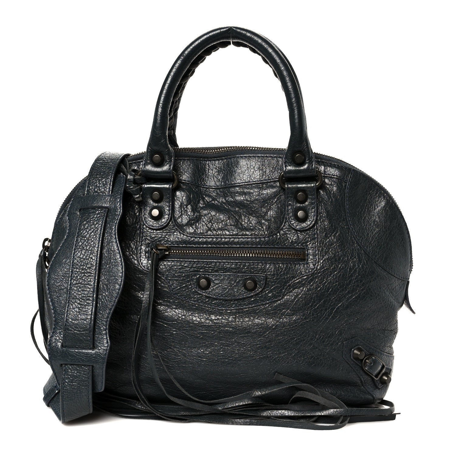 Balenciaga Agneau Classic Hardware Bowling Bag Anthracite