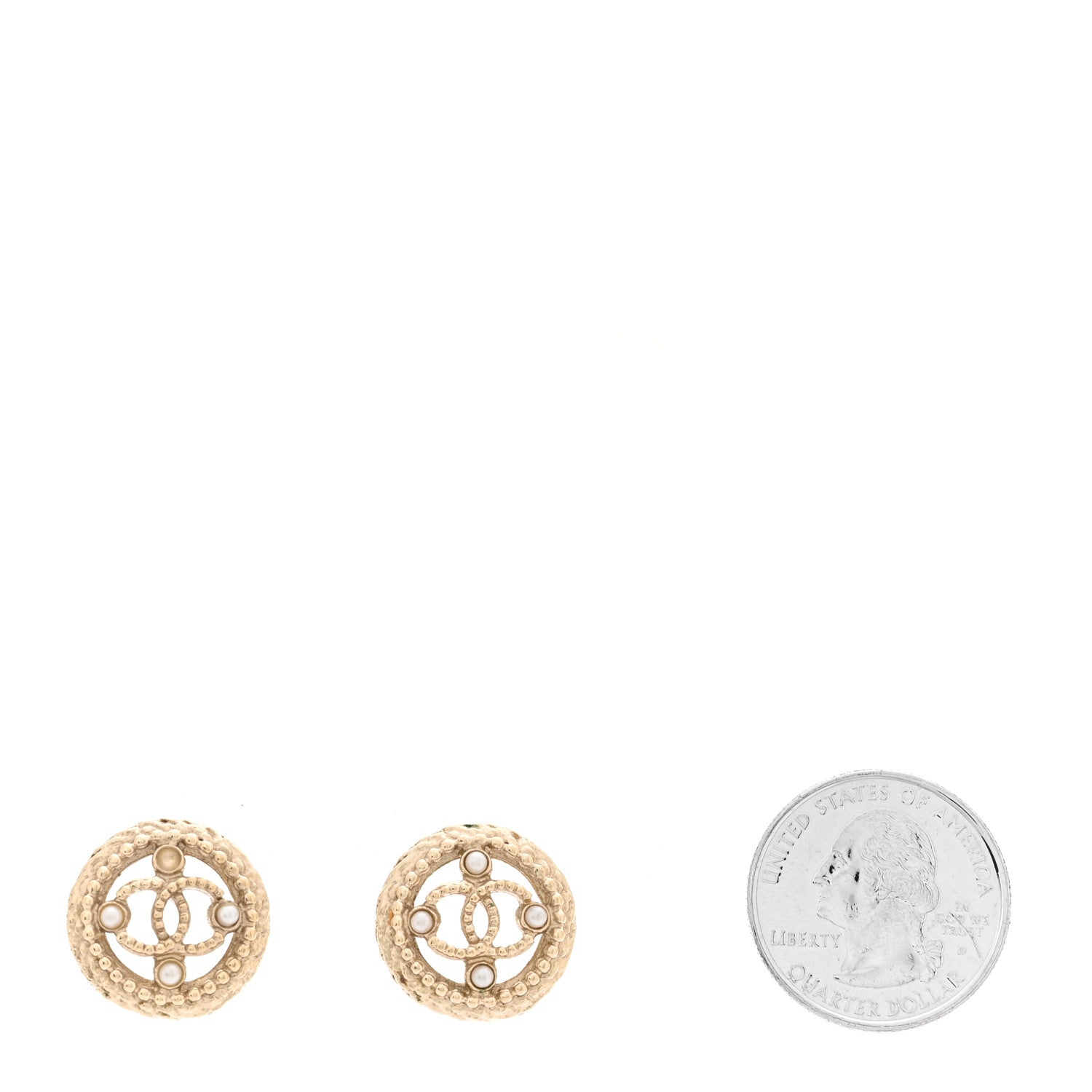 Chanel Pearl CC Round Rope Earrings Gold