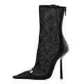 Saint Laurent Elba Applique Tulle Aston 115 Boots 35.5 Black