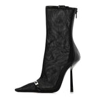 Saint Laurent Elba Applique Tulle Aston 115 Boots 35.5 Black