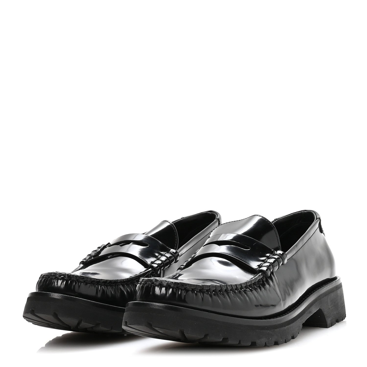 Saint Laurent Glazed Calfskin Le Loafer 15 Penny Slippers 39 Black