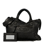 Balenciaga Metallic Craquele Calfskin Classic Hardware City Black
