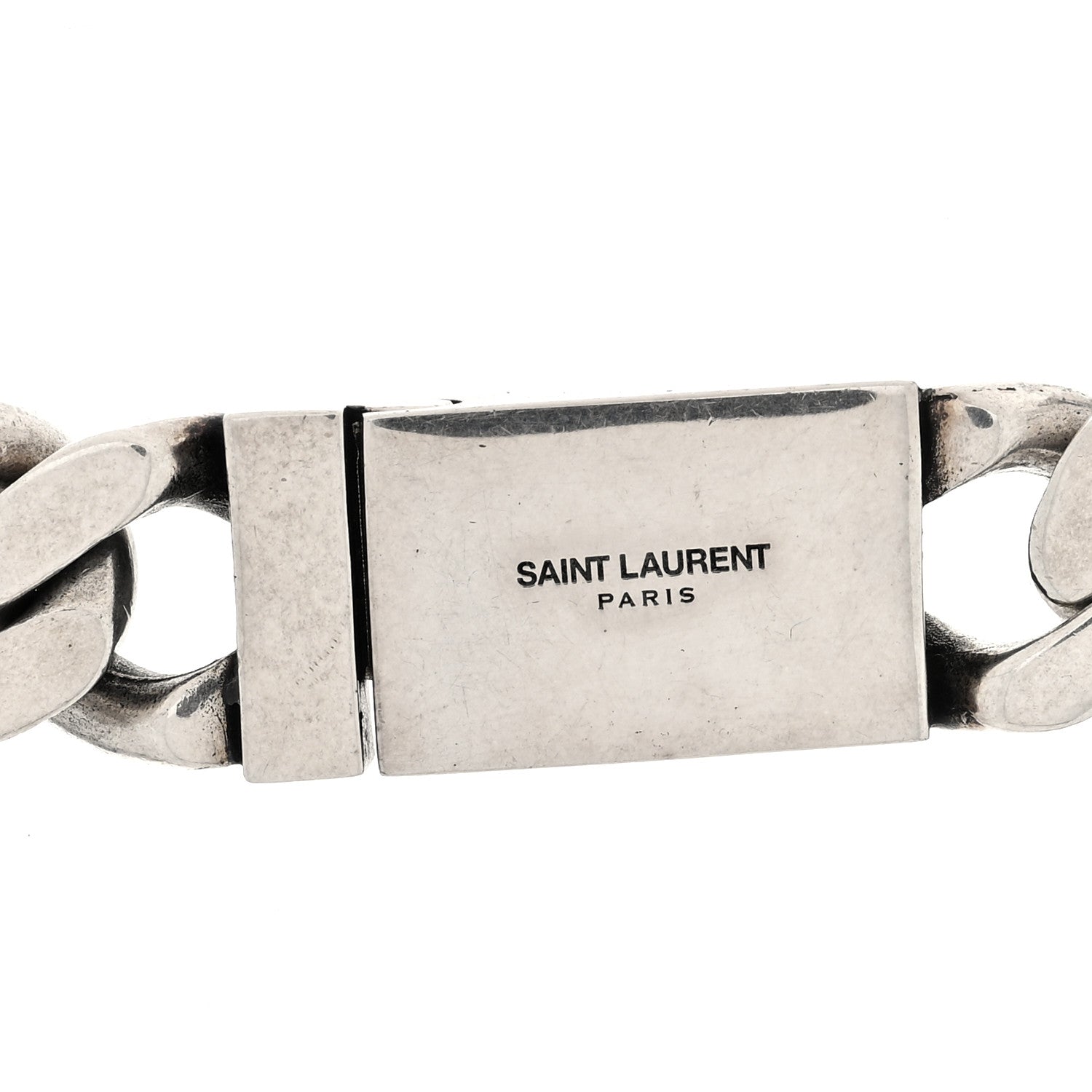 Saint Laurent Metal Curb Chain Necklace Oxidized Silver