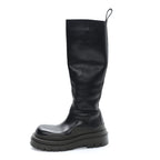 Bottega Veneta Calfskin The Tire High Boots 36 Black Camping