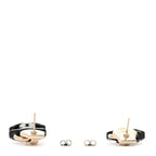 Chanel Metal Resin Crystal Pearl CC Lock Drop Earrings Gold Black