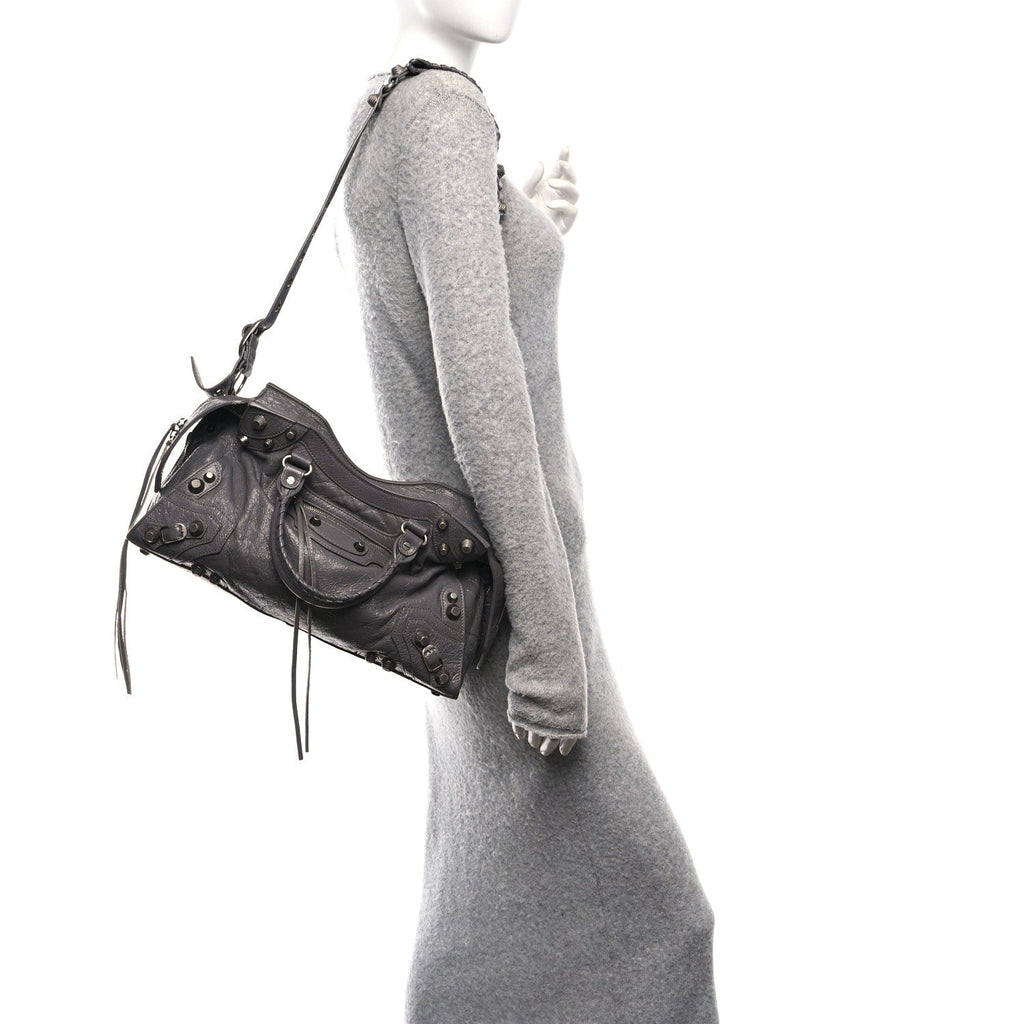 Balenciaga Agneau Arena Neo Cagole City Handbag Dark Grey