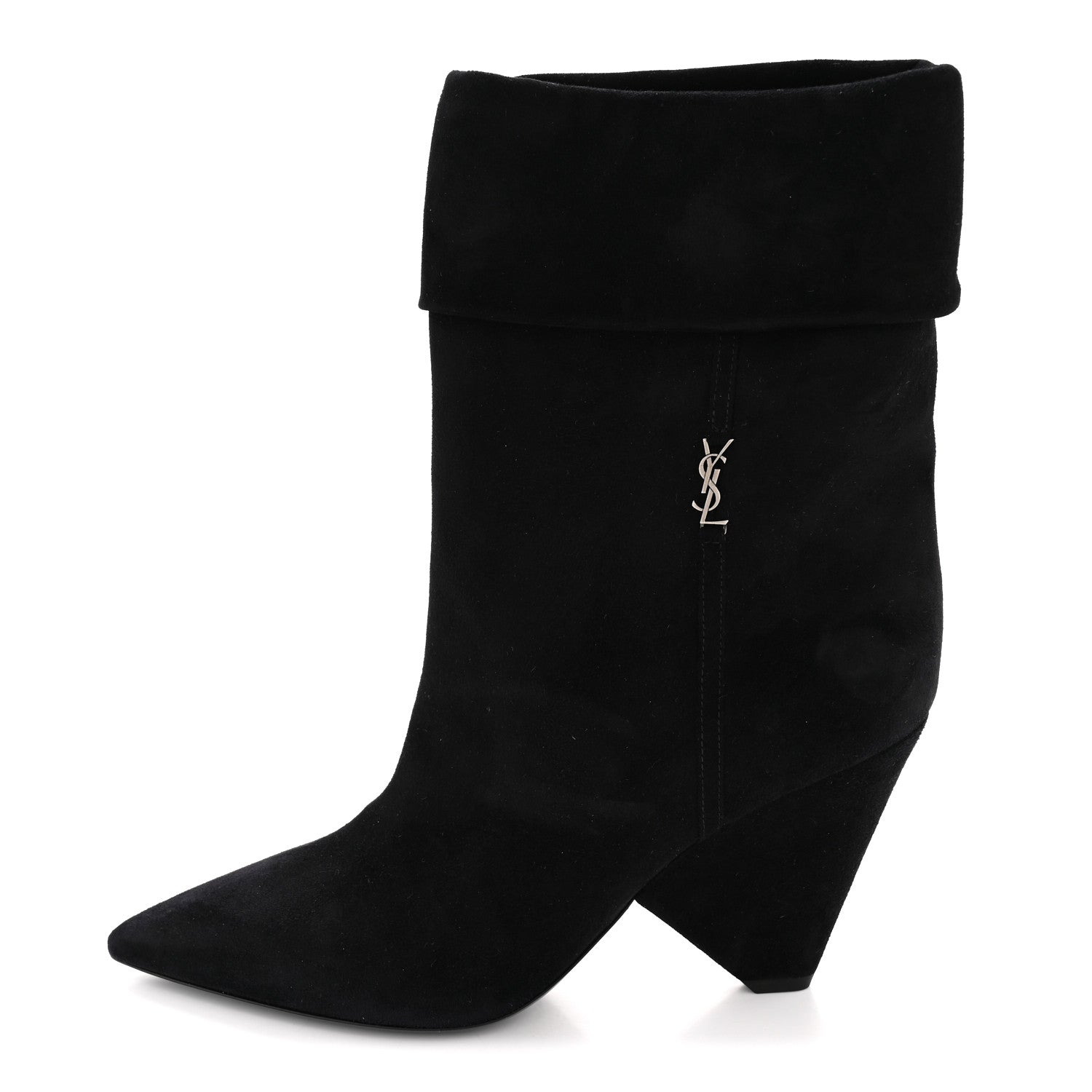 Saint Laurent Kid Scamosciato Niki 85 Wedge Booties 39.5 Black