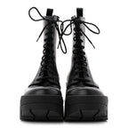 Balenciaga Calfskin Womens Bulldozer Lace Up Boots 37 Black