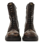 Miu Miu Antic Calfskin Laced Booties 40 Cacao