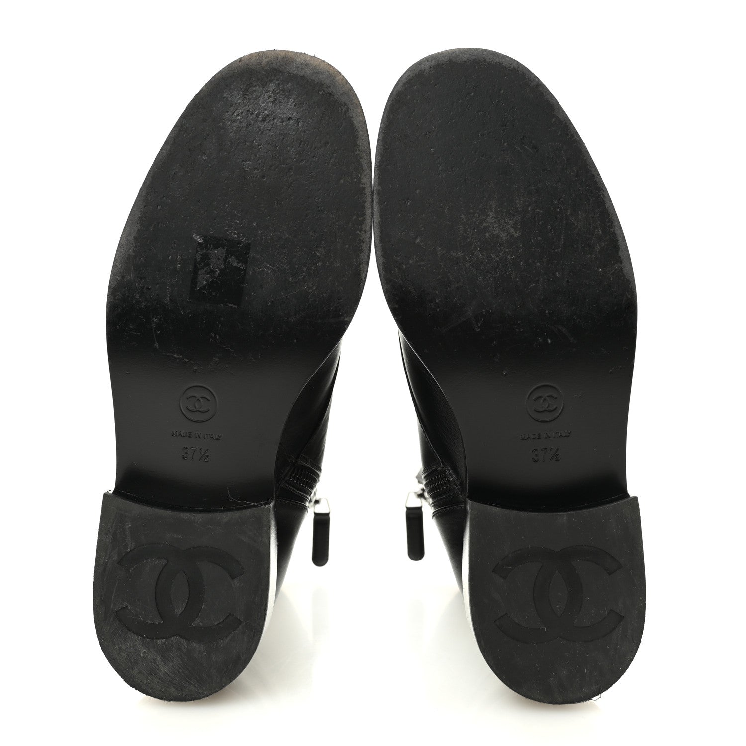 Chanel Calfskin Lace Up Combat Boots 37.5 Black
