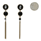 Chanel Crystal CC Chain Tassel Drop Earrings Gold Black