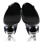 Chanel Mesh Crystal Open Toe Ankle Boots 40 Navy