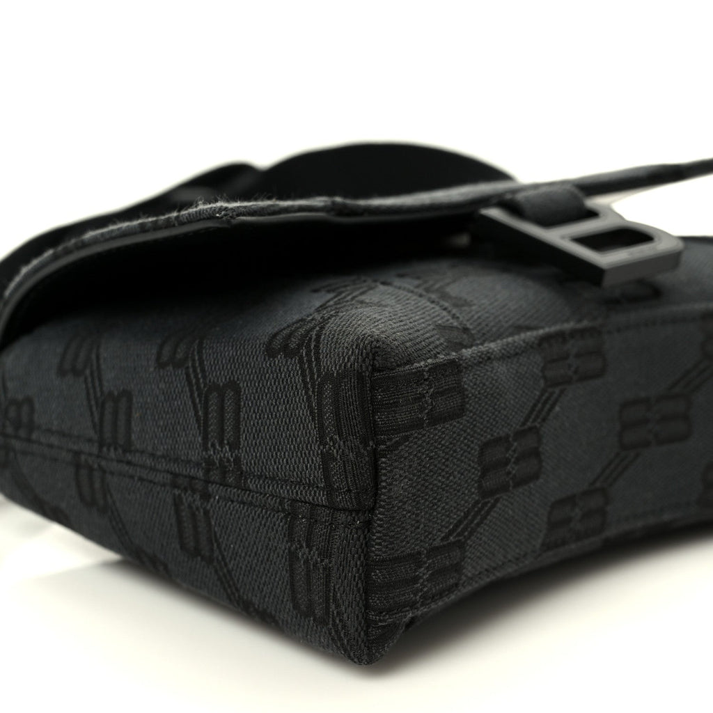 Balenciaga BB Jacquard Monogram  XSS Downtown Shoulder Bag Black