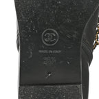 Chanel Calfskin Chain Lace Up Boots 36.5 Black