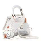 Balenciaga Faux Calfskin Fabric Glow In The Dark Small Sneakerhead Top Handle Bag White Orange