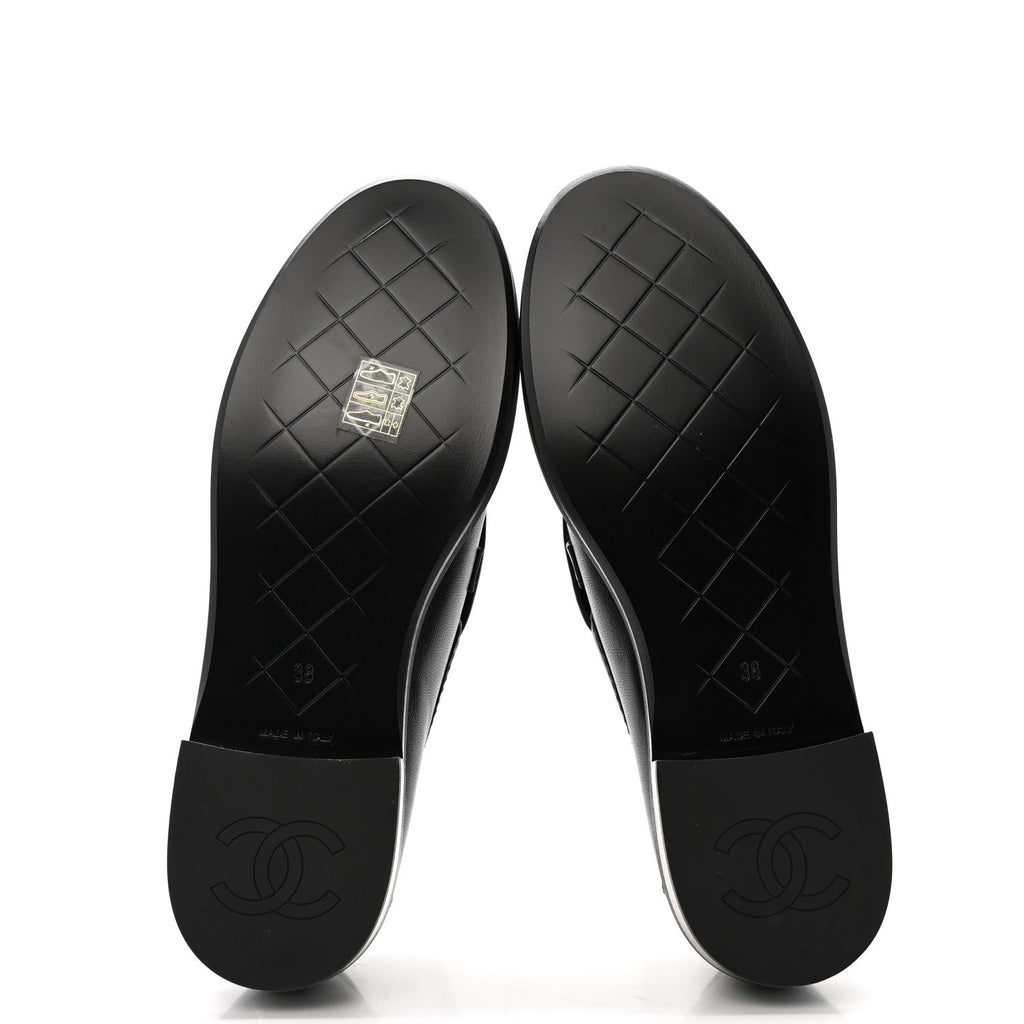Chanel Lambskin Quilted CC Turnlock Loafers 38 Black