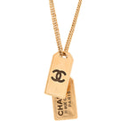 Chanel ID Dog Tag Charm Necklace Gold