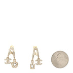 Chanel Crystal CC Camellia Perfume Bottle Double Hoop Earrings Gold