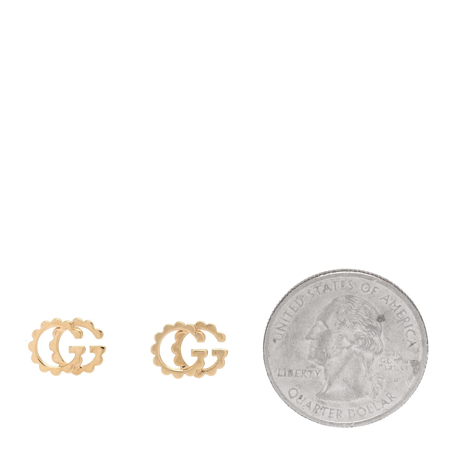 Gucci 18K Yellow Gold Running G Scalloped Stud Earrings