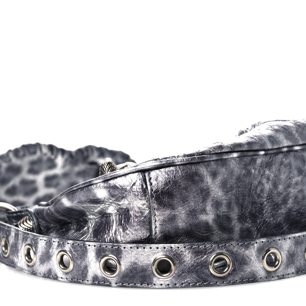 Balenciaga Metallic Agneau Arena Leopard Le Cagole Shoulder Bag XS Dark Grey
