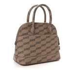 Balenciaga Coated Canvas BB Monogram S Ville Top Handle Bag Beige Brown