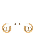 Christian Dior Metal 30 Montaigne Hoop Earrings Aged Gold