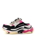 Balenciaga Fabric Mesh Womens Triple S Mule Sneakers 36 White Pink Black