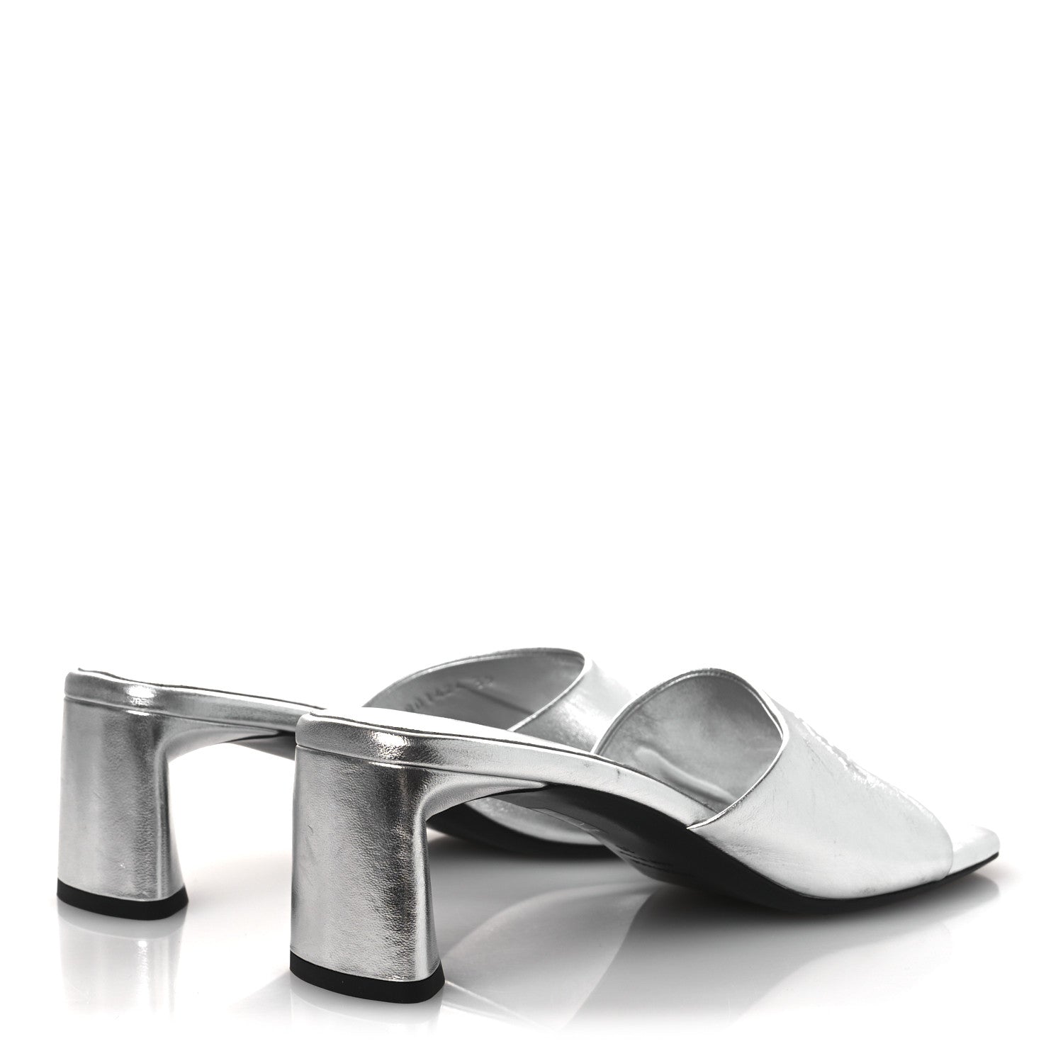 Balenciaga Metallic Sheepskin Duty Free 70mm Sandals 39 Silver