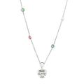 Gucci Sterling Silver Cubic Zirconia Blind For Love Pendant Necklace Pink Blue