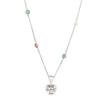 Gucci Sterling Silver Cubic Zirconia Blind For Love Pendant Necklace Pink Blue