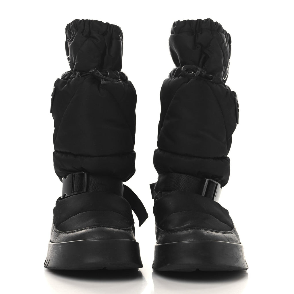 Prada Re-Nylon Gabardine Rubber Triangle Logo Mens Padded Snow Boots 8.5 Black
