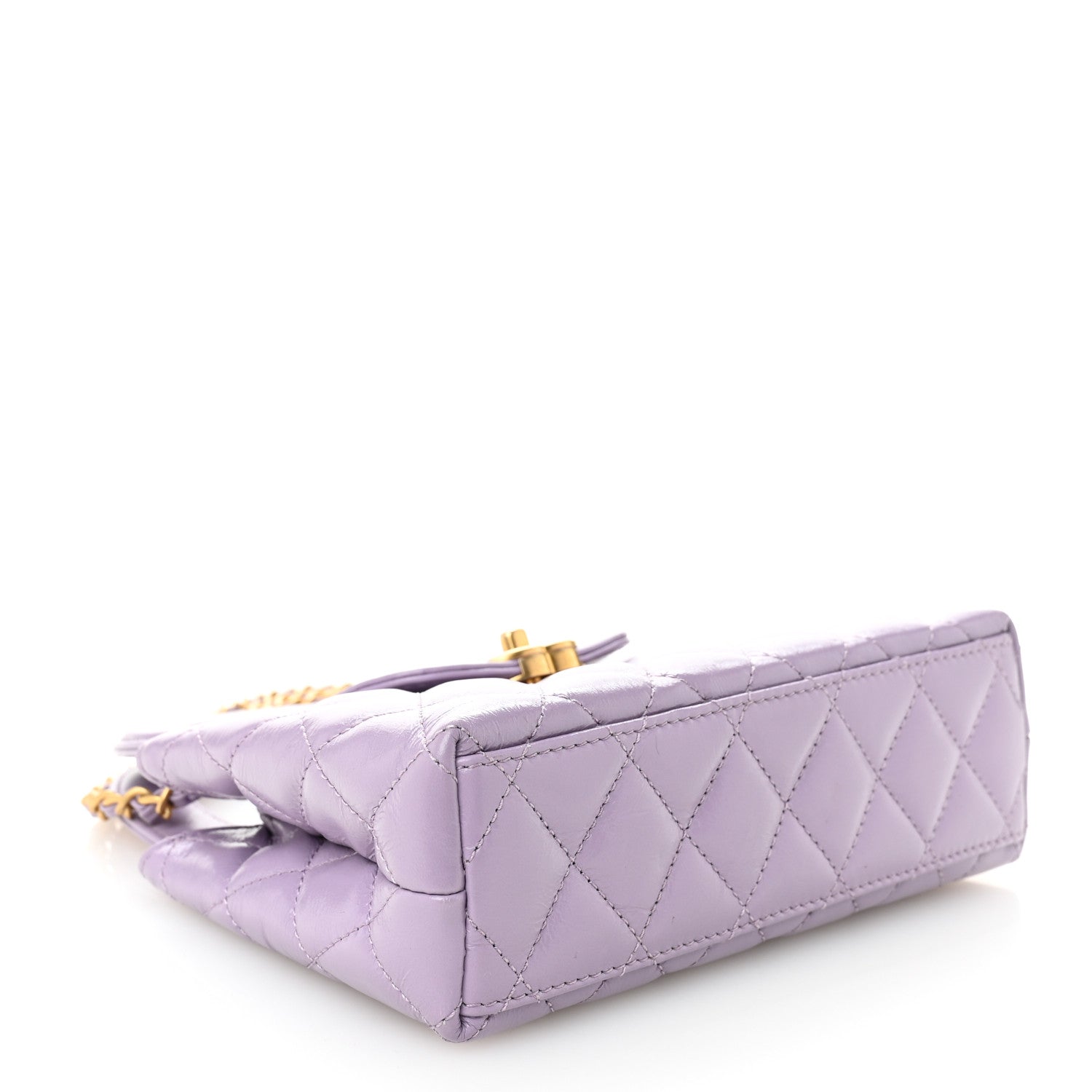Chanel Shiny Aged Calfskin Quilted Nano Kelly Shopper Lilac