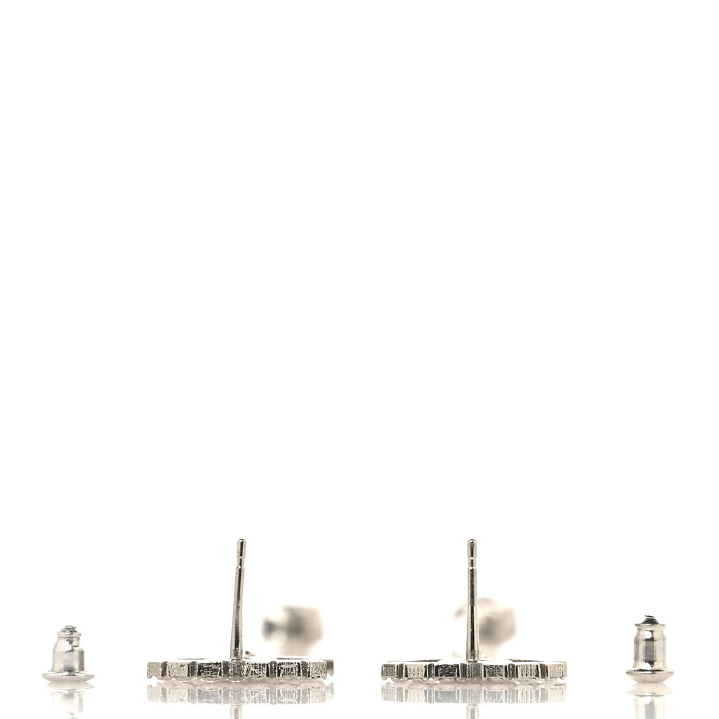 Chanel Metal Baguette Round Crystal CC Drop Long Earrings Silver