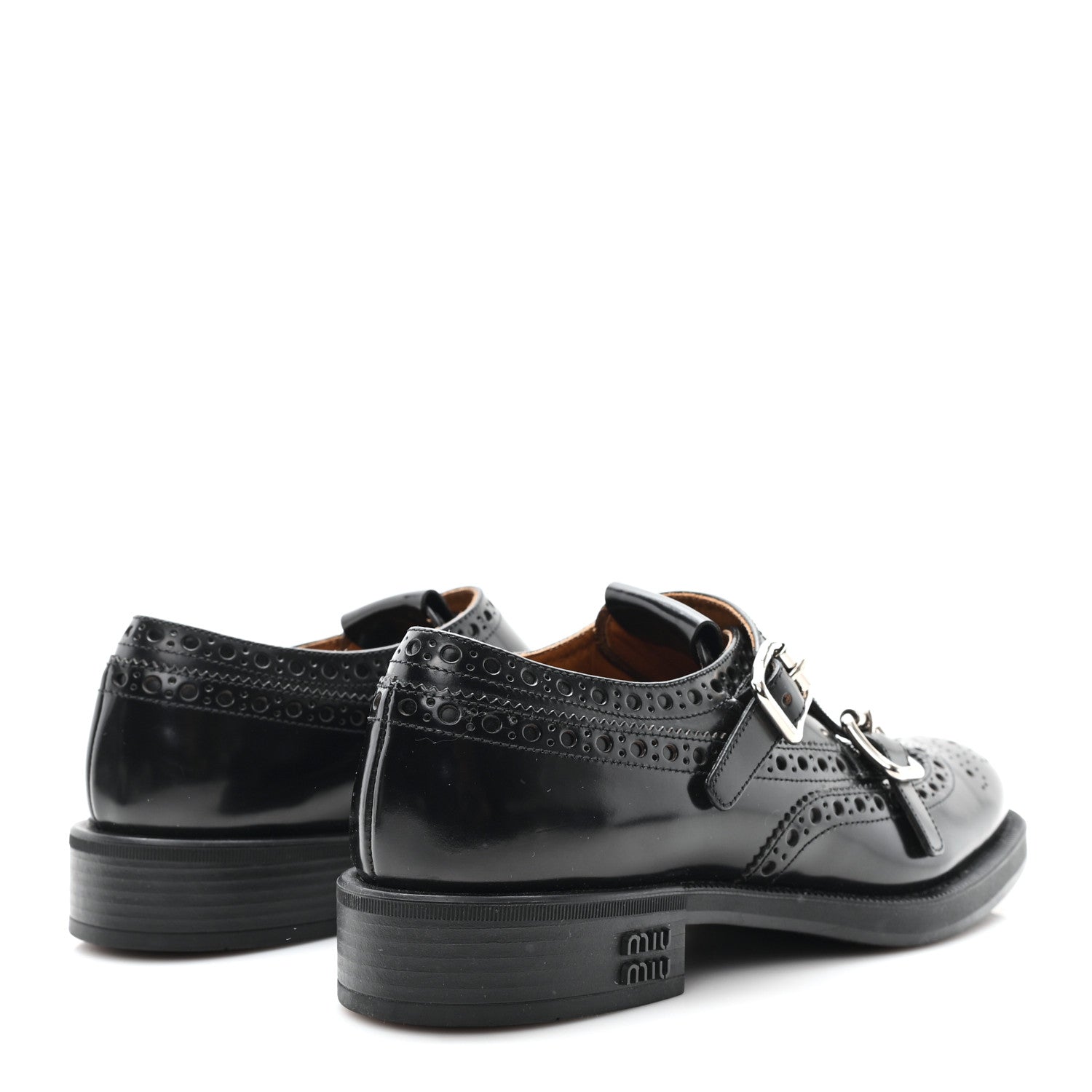 Miu Miu X CHURCH'S Shiny Calfskin Double Monk Loafer 36.5 Black