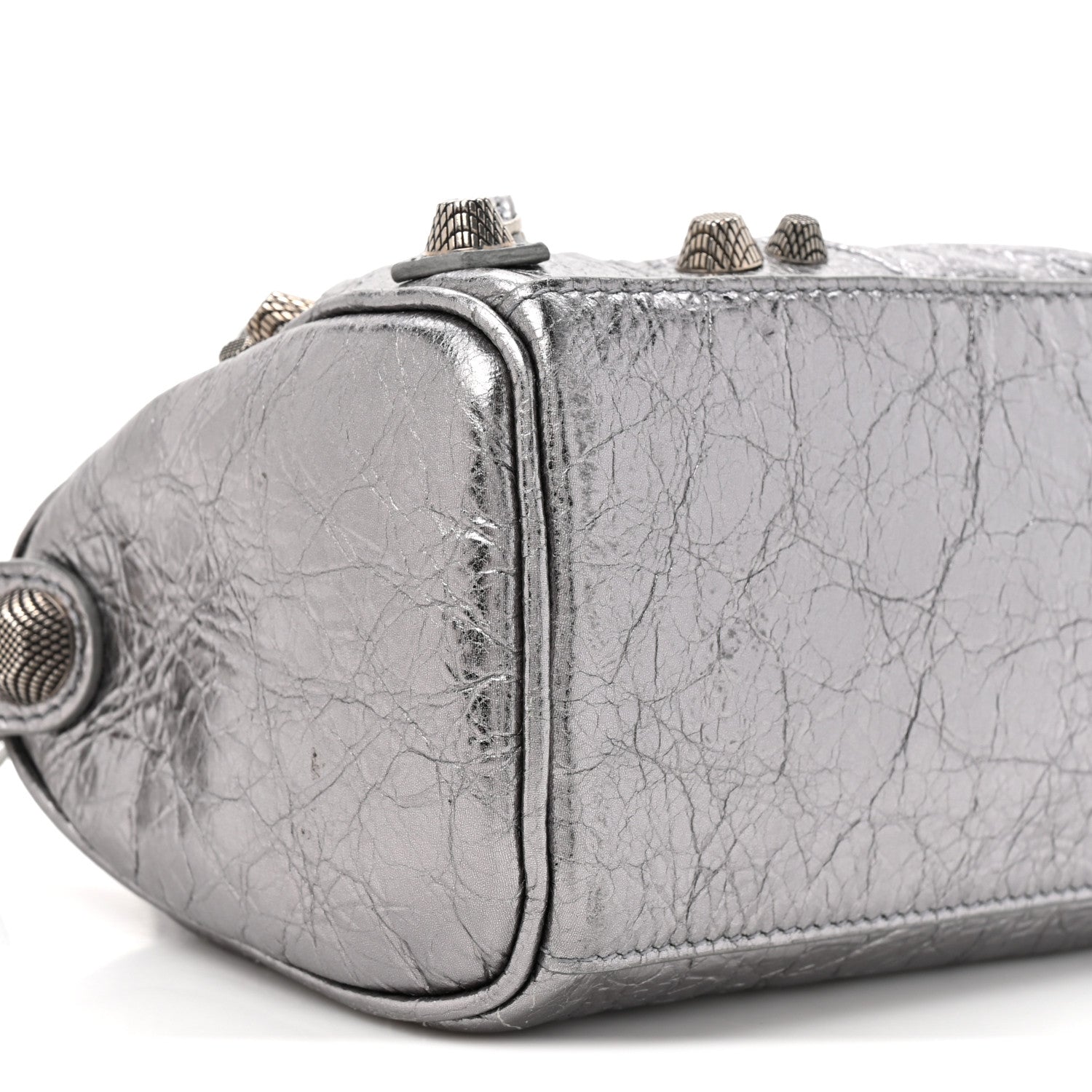 Balenciaga Metallic Agneau Arena Mini Le Cagole Duffle Crossbody Bag Silver