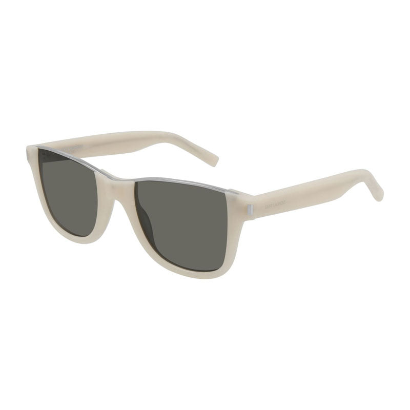 Saint Laurent Sunglasses Square Full Rim, Ivory Frame and Grey Lens SL51CUT003
