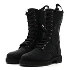 Fendi Mesh Canvas Embroidered Womens Lace Up Boots 36 Black