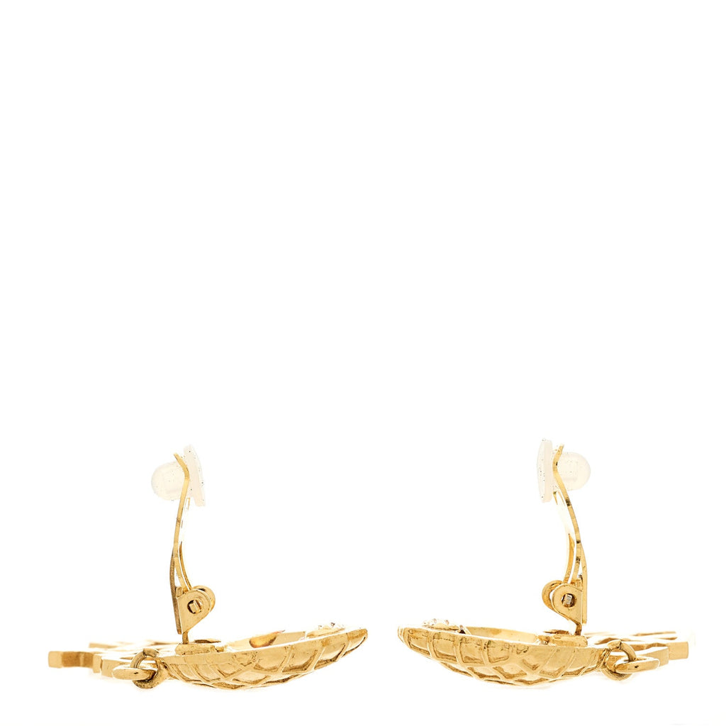 Chanel CC Logo Drop Earrings Gold