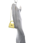 Chanel Shiny Aged Calfskin Quilted Nano Kelly Shopper Light Yellow