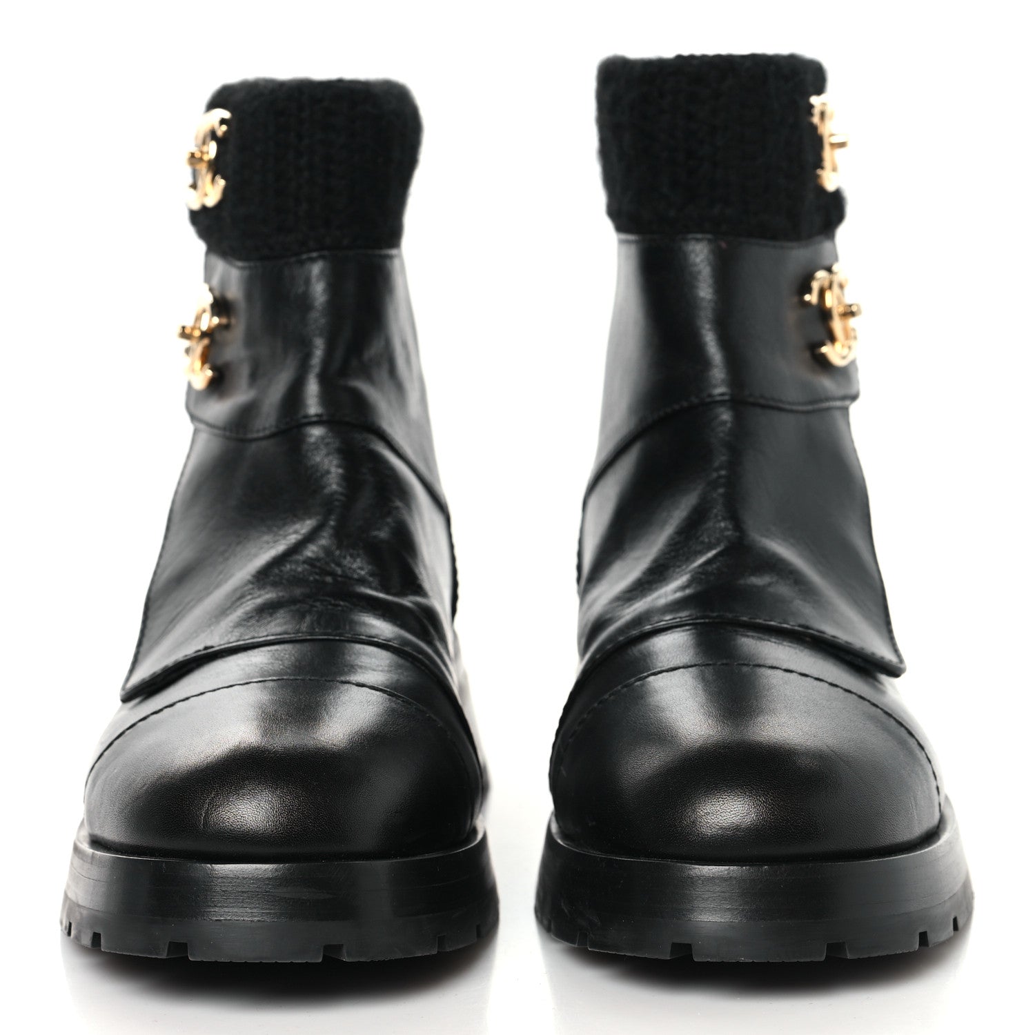 Chanel Calfskin Knit CC Short Boots 41 Black