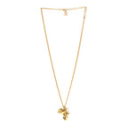 Chanel Crystal Pearl CC Africa Pendant Necklace Gold White