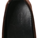 Gucci Suede GG Buckle Driver Loafers 38.5 Brown